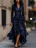 WOMEN'S DRAPED RUFFLE WRAP MAXI DRESS - Zarino Newstyle