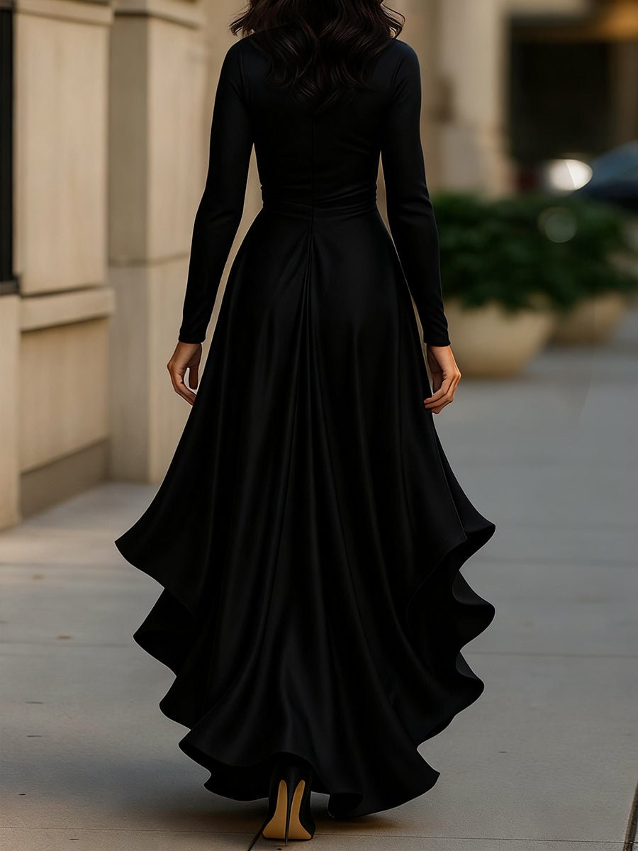 WOMEN'S DRAPED RUFFLE WRAP MAXI DRESS - Zarino Newstyle