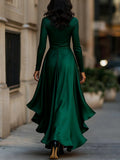 WOMEN'S DRAPED RUFFLE WRAP MAXI DRESS - Zarino Newstyle