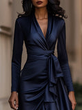 WOMEN'S DRAPED RUFFLE WRAP MAXI DRESS - Zarino Newstyle