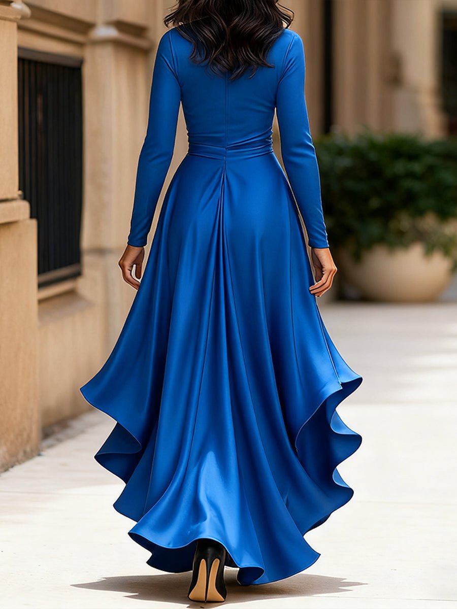 WOMEN'S DRAPED RUFFLE WRAP MAXI DRESS - Zarino Newstyle