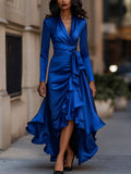 WOMEN'S DRAPED RUFFLE WRAP MAXI DRESS - Zarino Newstyle