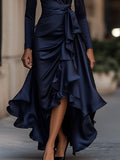 WOMEN'S DRAPED RUFFLE WRAP MAXI DRESS - Zarino Newstyle