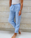 WOMEN'S ELASTIC WAIST RELAXED FIT SUMMER TROUSERS - Zarino Newstyle