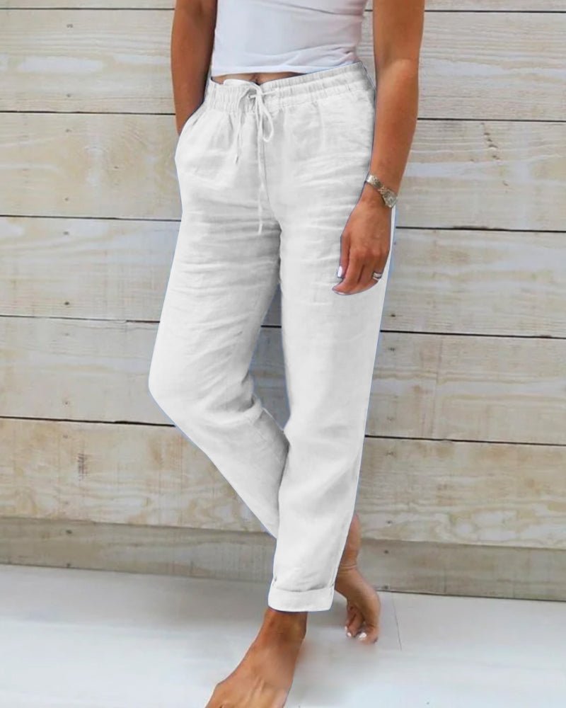 WOMEN'S ELASTIC WAIST RELAXED FIT SUMMER TROUSERS - Zarino Newstyle