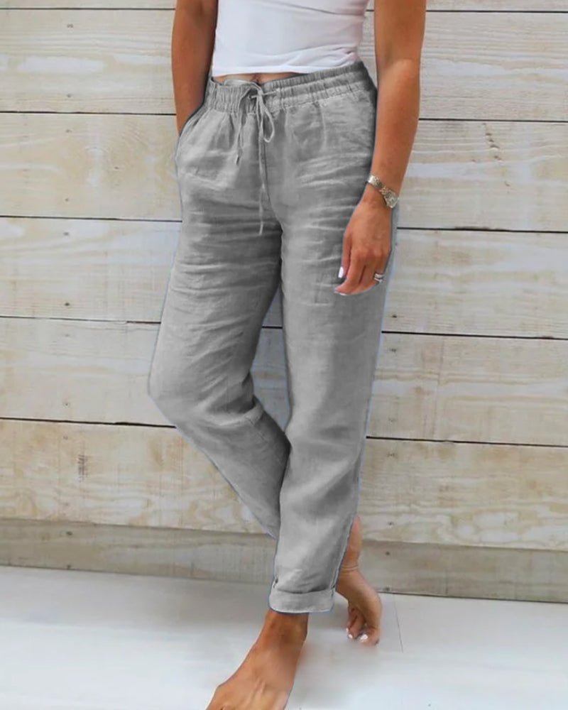WOMEN'S ELASTIC WAIST RELAXED FIT SUMMER TROUSERS - Zarino Newstyle