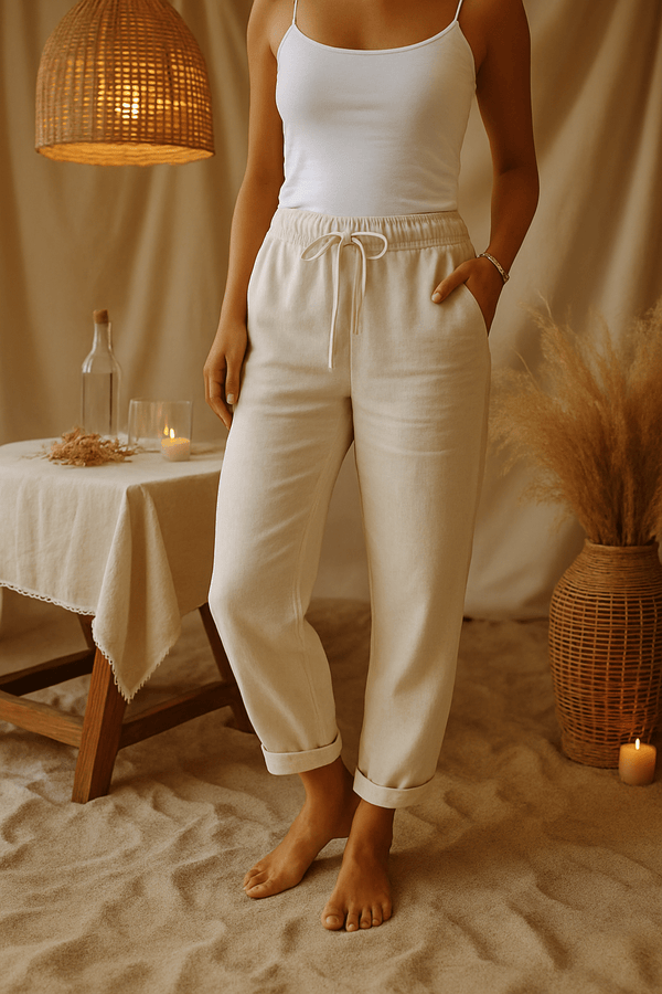WOMEN'S ELASTIC WAIST TAPERED SUMMER TROUSERS - Zarino Newstyle