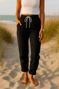 WOMEN'S ELASTIC WAIST TAPERED SUMMER TROUSERS - Zarino Newstyle
