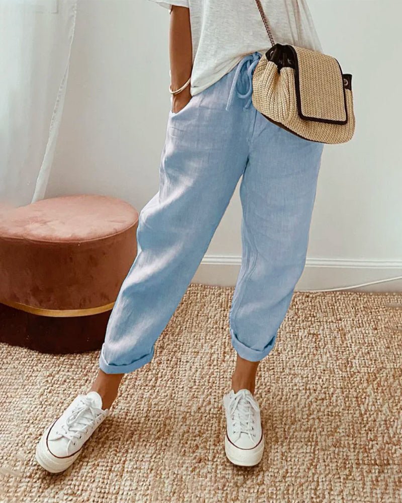 WOMEN'S ELASTICATED WAIST SUMMER TROUSERS - Zarino Newstyle