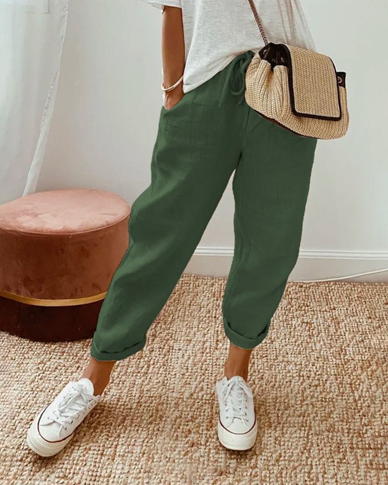 WOMEN'S ELASTICATED WAIST SUMMER TROUSERS - Zarino Newstyle