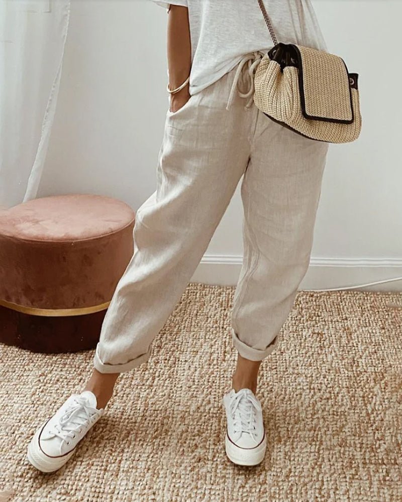 WOMEN'S ELASTICATED WAIST SUMMER TROUSERS - Zarino Newstyle