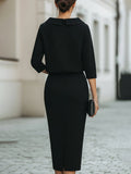 WOMEN'S ELEGANT BOAT NECK TOP & MIDI SKIRT SET - Zarino Newstyle