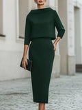 WOMEN'S ELEGANT BOAT NECK TOP & MIDI SKIRT SET - Zarino Newstyle