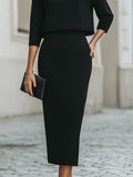 WOMEN'S ELEGANT BOAT NECK TOP & MIDI SKIRT SET - Zarino Newstyle