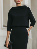 WOMEN'S ELEGANT BOAT NECK TOP & MIDI SKIRT SET - Zarino Newstyle