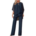 WOMEN'S ELEGANT CHIFFON OVERLAY WIDE LEG PANTSUIT SET - Zarino Newstyle