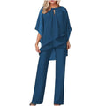WOMEN'S ELEGANT CHIFFON OVERLAY WIDE LEG PANTSUIT SET - Zarino Newstyle