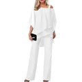 WOMEN'S ELEGANT CHIFFON OVERLAY WIDE LEG PANTSUIT SET - Zarino Newstyle