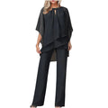 WOMEN'S ELEGANT CHIFFON OVERLAY WIDE LEG PANTSUIT SET - Zarino Newstyle