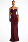 WOMEN'S ELEGANT HALTER NECK RUCHED MAXI DRESS - Zarino Newstyle