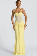 WOMEN'S ELEGANT HALTER NECK RUCHED MAXI DRESS - Zarino Newstyle