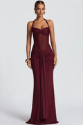 WOMEN'S ELEGANT HALTER NECK RUCHED MAXI DRESS - Zarino Newstyle
