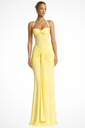 WOMEN'S ELEGANT HALTER NECK RUCHED MAXI DRESS - Zarino Newstyle