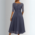 WOMEN'S ELEGANT LACE BODICE MIDI DRESS - Zarino Newstyle