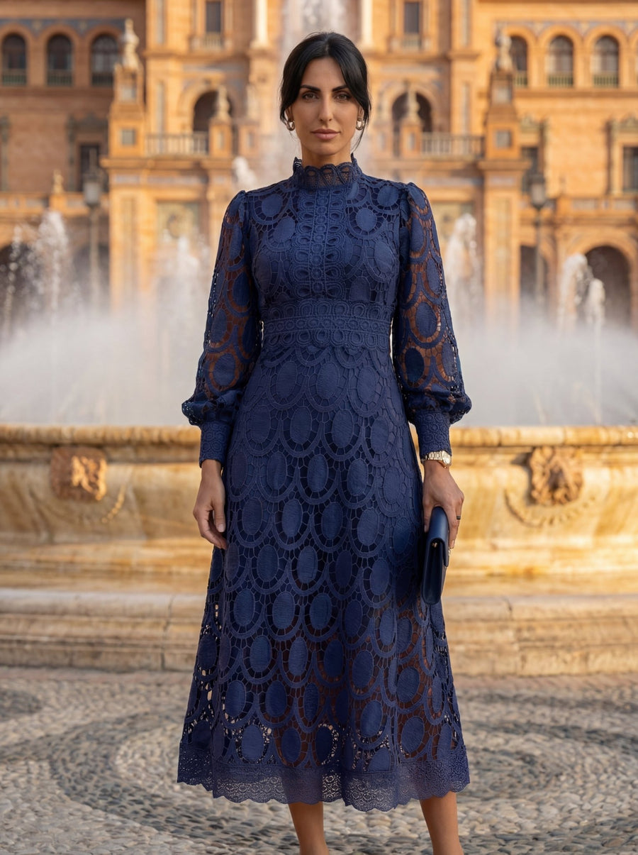 WOMEN'S ELEGANT LACE MIDI DRESS - Zarino Newstyle
