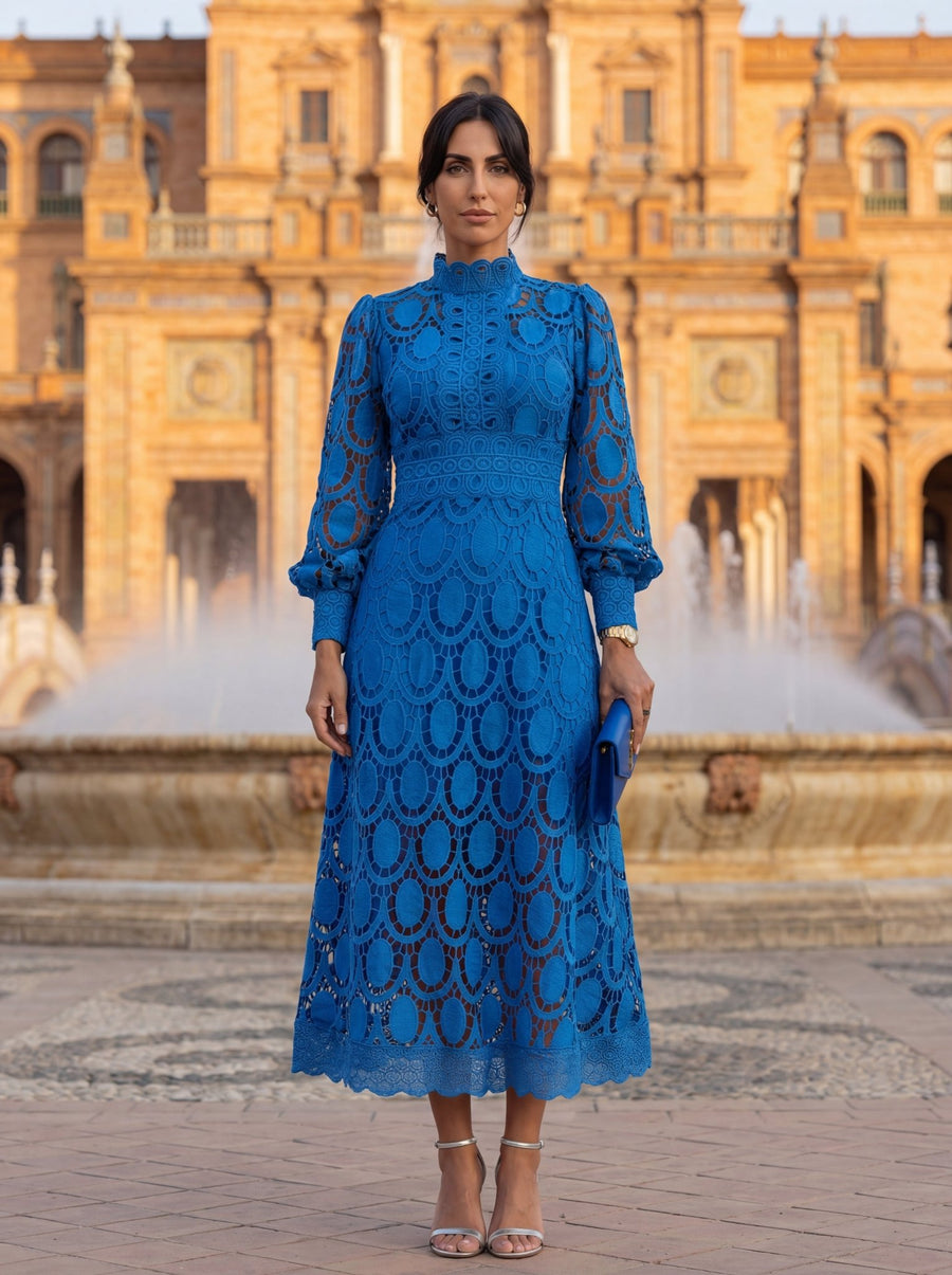 WOMEN'S ELEGANT LACE MIDI DRESS - Zarino Newstyle