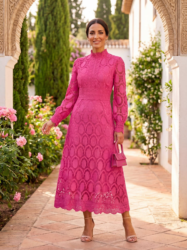 WOMEN'S ELEGANT LACE MIDI DRESS - Zarino Newstyle