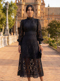 WOMEN'S ELEGANT LACE MIDI DRESS - Zarino Newstyle