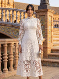 WOMEN'S ELEGANT LACE MIDI DRESS - Zarino Newstyle