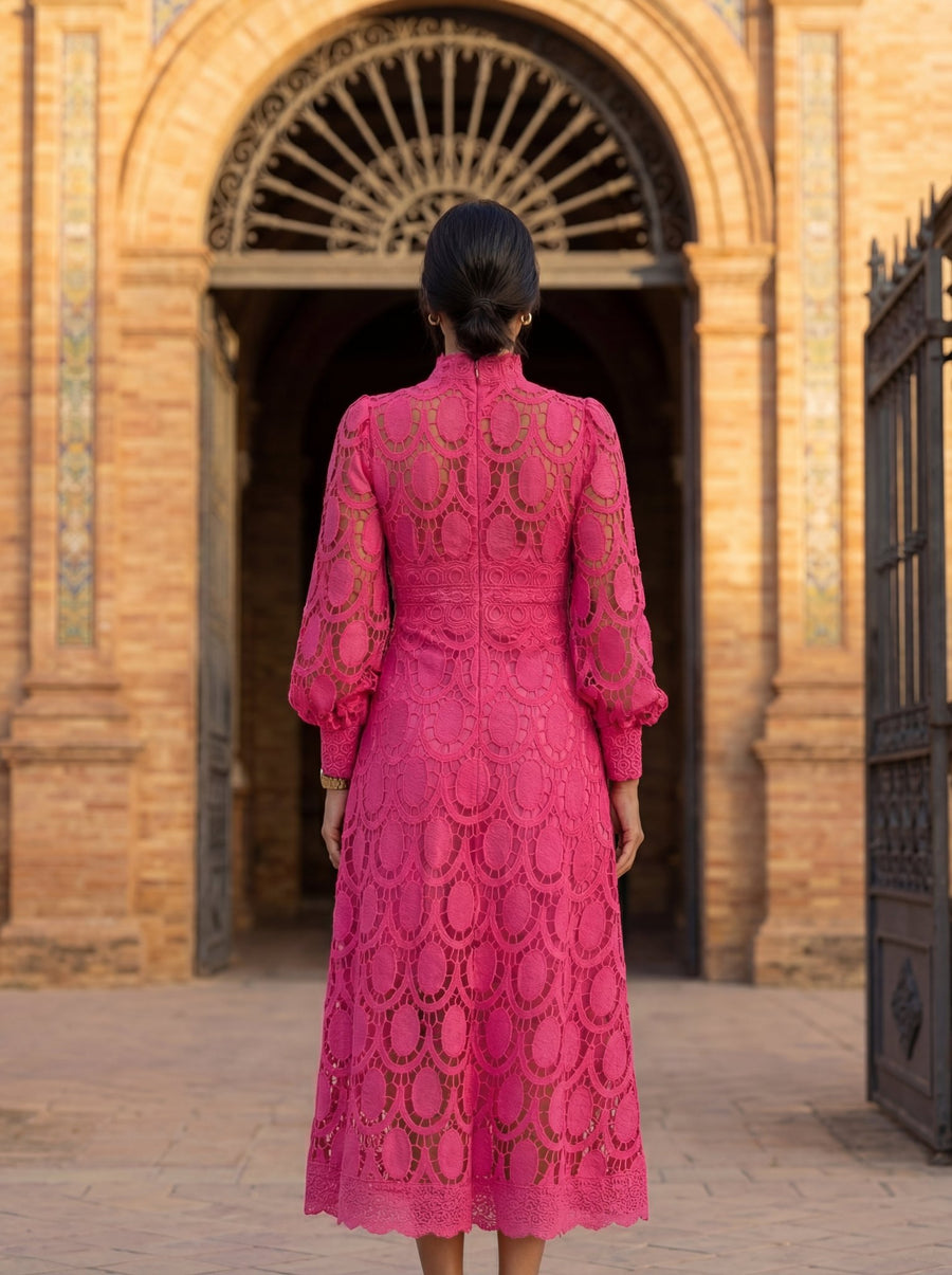 WOMEN'S ELEGANT LACE MIDI DRESS - Zarino Newstyle