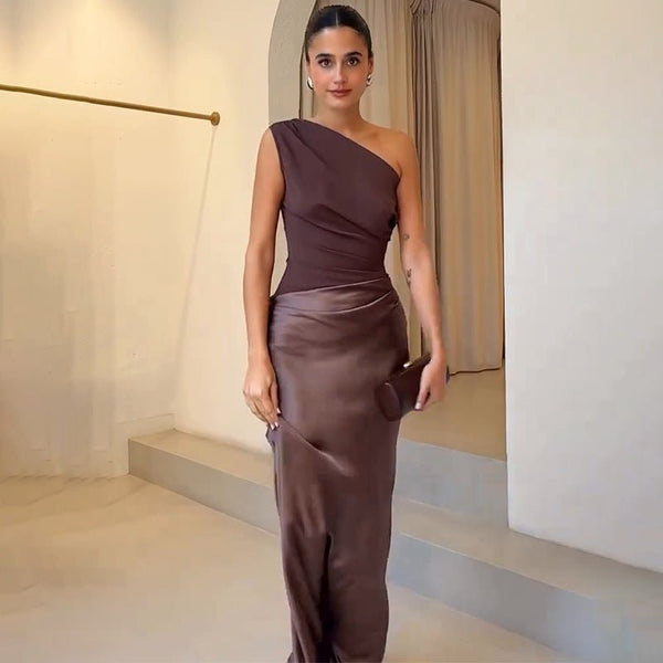 WOMEN'S ELEGANT ONE SHOULDER FLOWING SUMMER MAXI DRESS - Zarino Newstyle