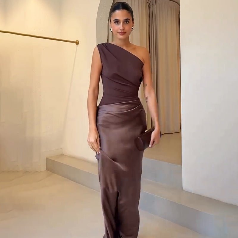 WOMEN'S ELEGANT ONE SHOULDER FLOWING SUMMER MAXI DRESS - Zarino Newstyle