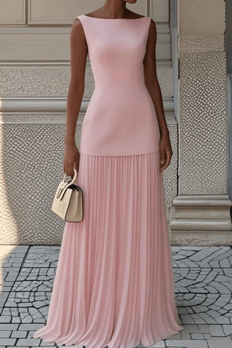 WOMEN'S ELEGANT SLEEVELESS PLEATED MAXI DRESS - Zarino Newstyle