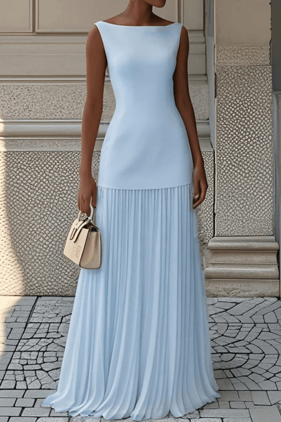 WOMEN'S ELEGANT SLEEVELESS PLEATED MAXI DRESS - Zarino Newstyle