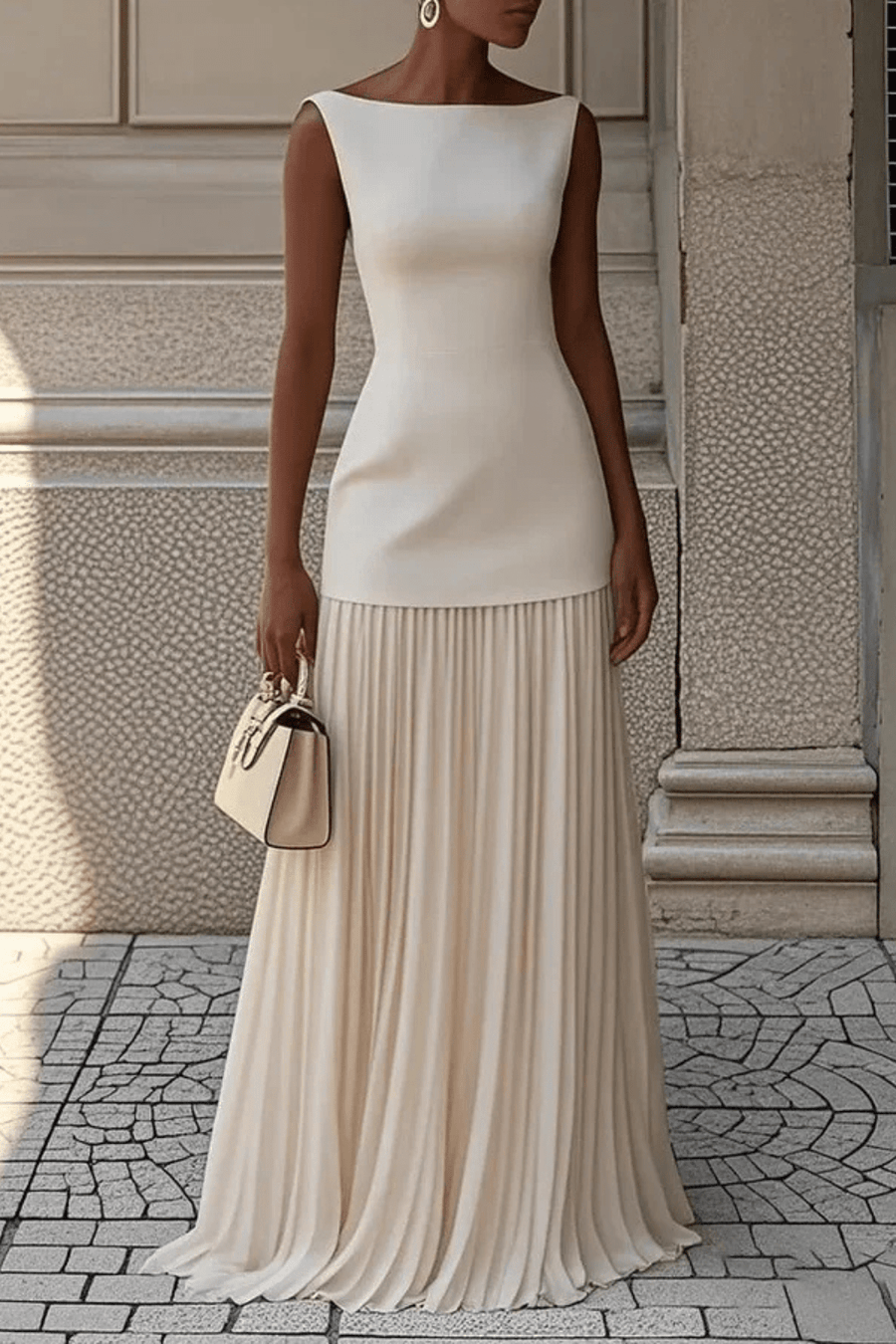 WOMEN'S ELEGANT SLEEVELESS PLEATED MAXI DRESS - Zarino Newstyle