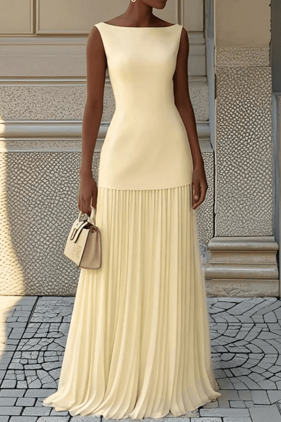 WOMEN'S ELEGANT SLEEVELESS PLEATED MAXI DRESS - Zarino Newstyle