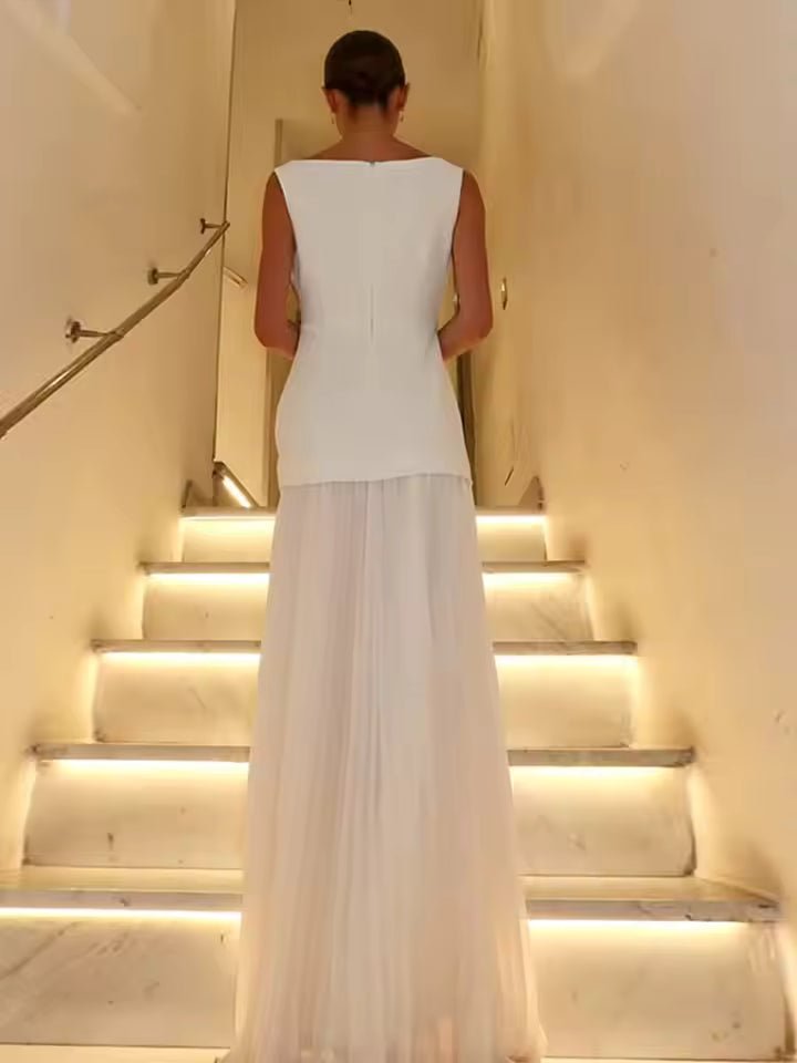 WOMEN'S ELEGANT SLEEVELESS SUMMER PLEATED MAXI DRESS - Zarino Newstyle