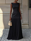 WOMEN'S ELEGANT SLEEVELESS SUMMER PLEATED MAXI DRESS - Zarino Newstyle