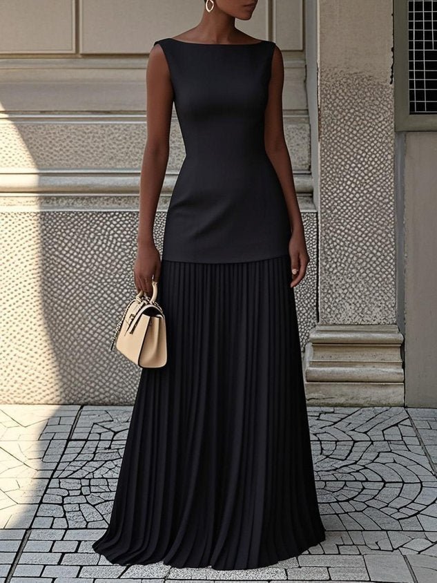 WOMEN'S ELEGANT SLEEVELESS SUMMER PLEATED MAXI DRESS - Zarino Newstyle