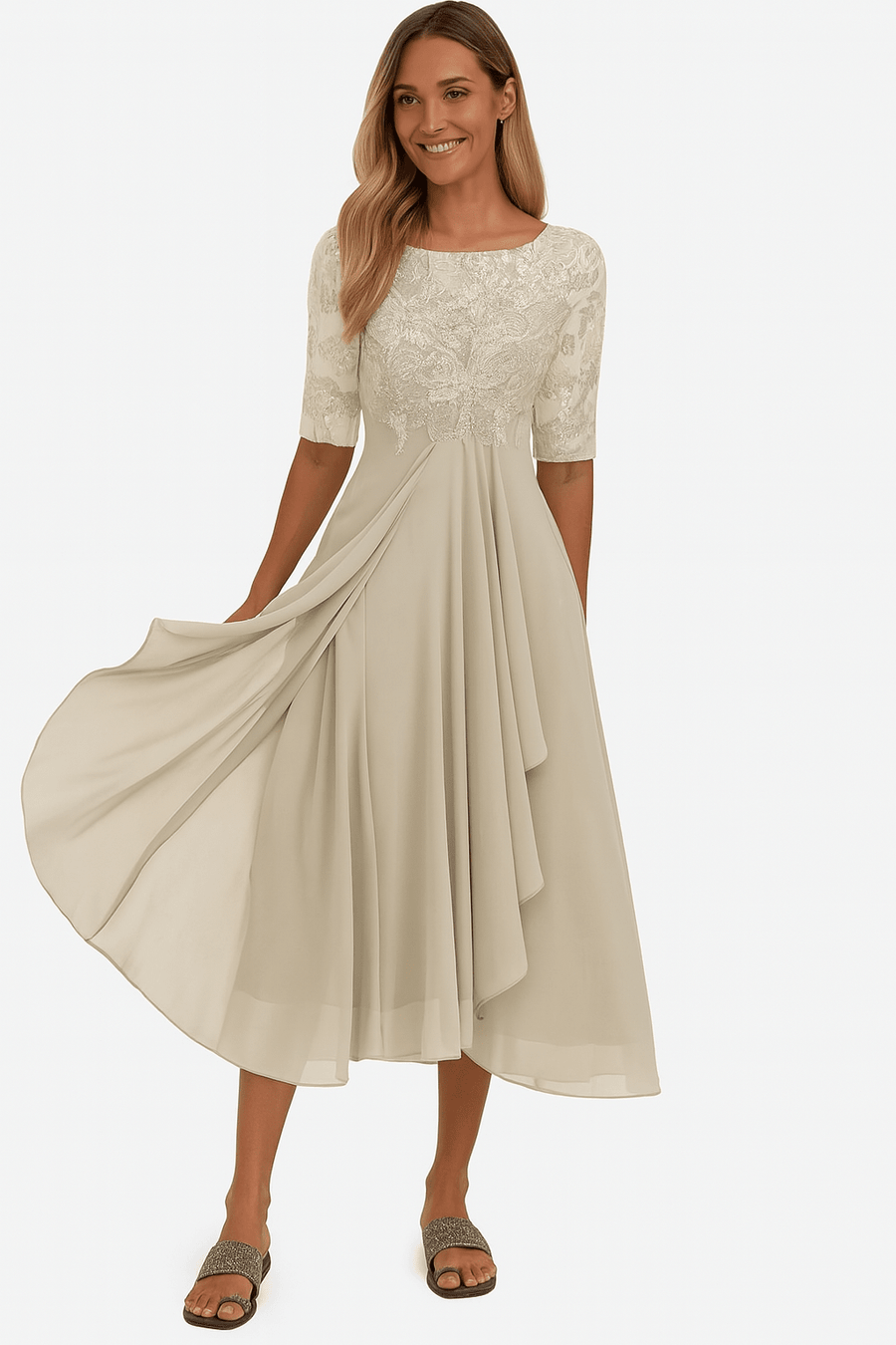 WOMEN'S ELEGANT SUMMER A LINE MIDI DRESS - Zarino Newstyle