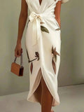 WOMEN'S ELEGANT SUMMER DRAPED NECK SATIN BLOUSE - Zarino Newstyle