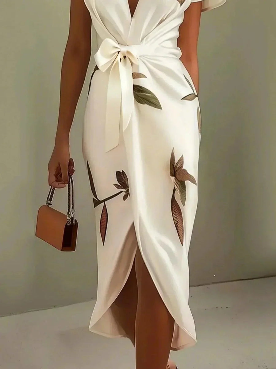 WOMEN'S ELEGANT SUMMER DRAPED NECK SATIN BLOUSE - Zarino Newstyle