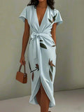 WOMEN'S ELEGANT SUMMER DRAPED NECK SATIN BLOUSE - Zarino Newstyle