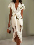 WOMEN'S ELEGANT SUMMER DRAPED NECK SATIN BLOUSE - Zarino Newstyle