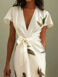WOMEN'S ELEGANT SUMMER DRAPED NECK SATIN BLOUSE - Zarino Newstyle