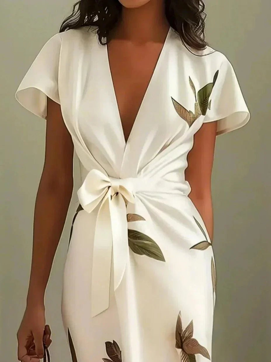 WOMEN'S ELEGANT SUMMER DRAPED NECK SATIN BLOUSE - Zarino Newstyle